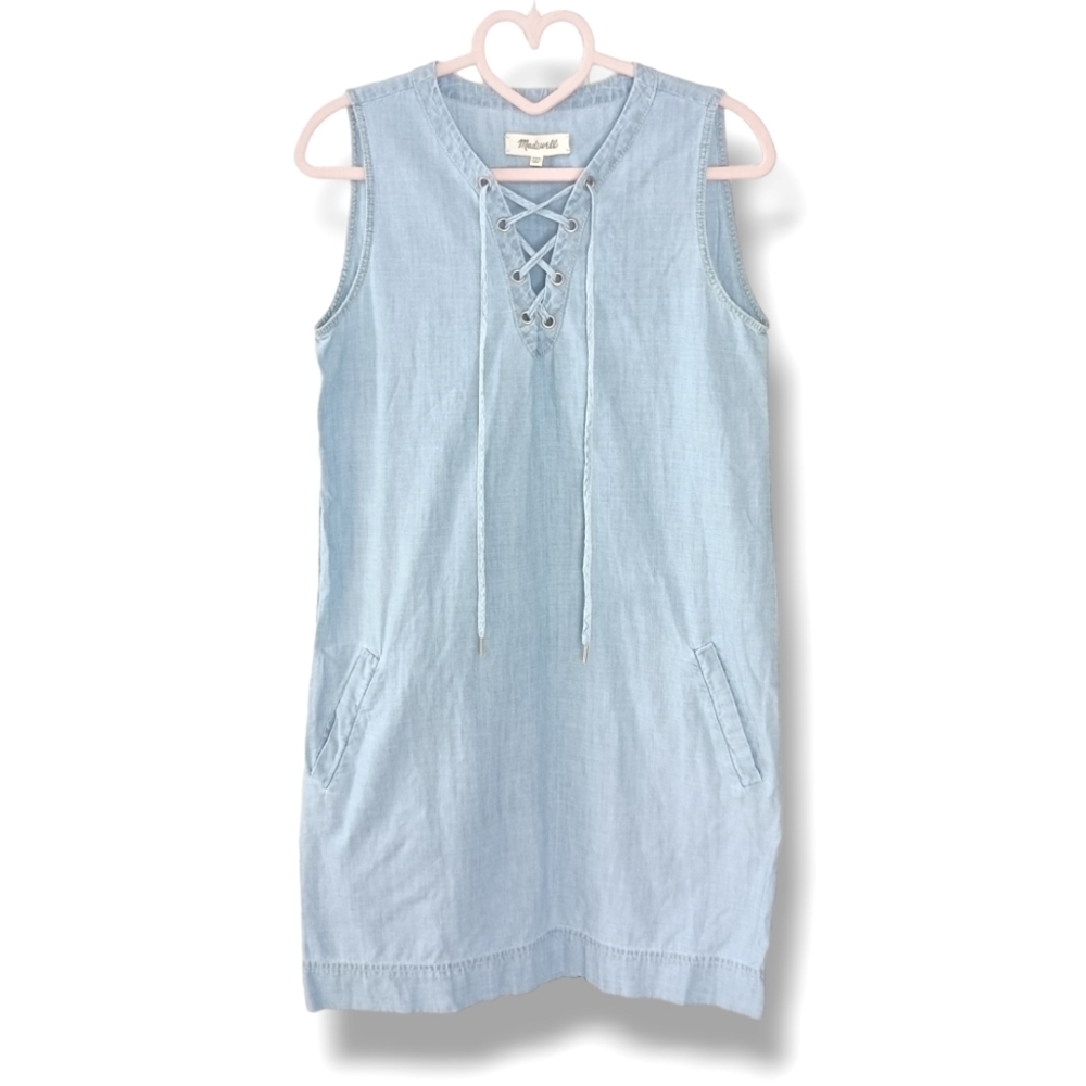 Madewell Shift Chambray Sleeveless Dress in Blue - Picture 5 of 7